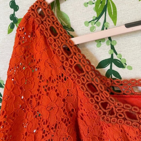 Red/Orange Laundry Size Small Stretchy Textured Dress B1 - Picture 3 of 5